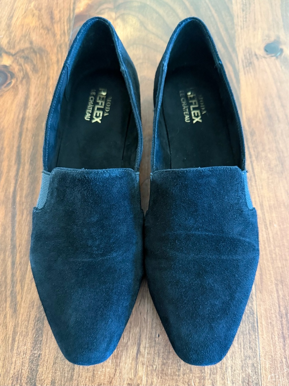Reflex by Le Chateau Black Suede Leather Loafers